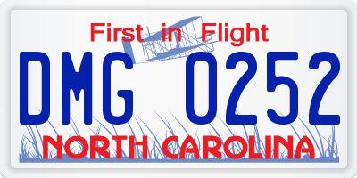 NC license plate DMG0252