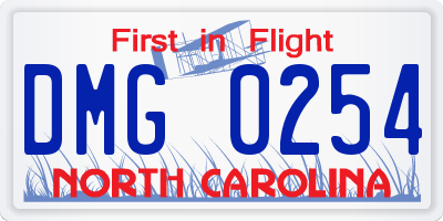 NC license plate DMG0254