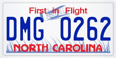 NC license plate DMG0262