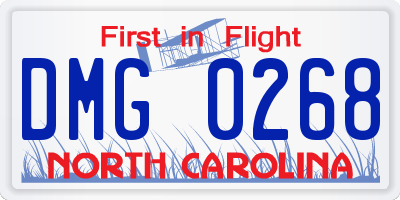 NC license plate DMG0268