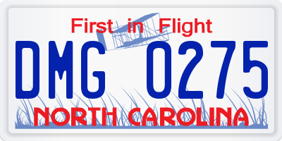 NC license plate DMG0275