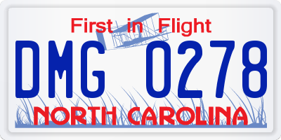 NC license plate DMG0278