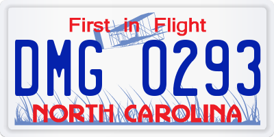 NC license plate DMG0293