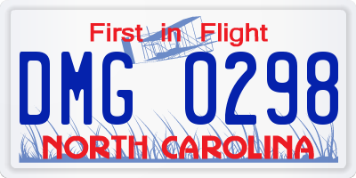 NC license plate DMG0298