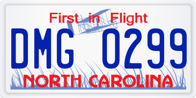 NC license plate DMG0299