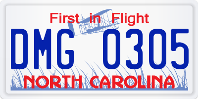 NC license plate DMG0305