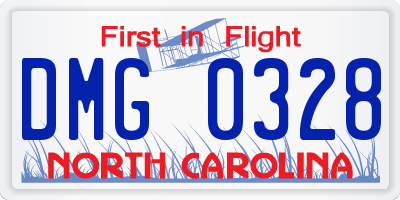 NC license plate DMG0328