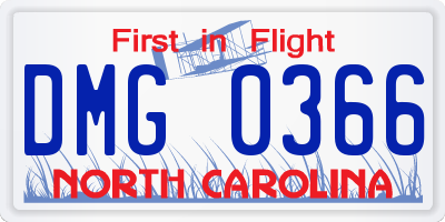 NC license plate DMG0366