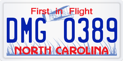 NC license plate DMG0389