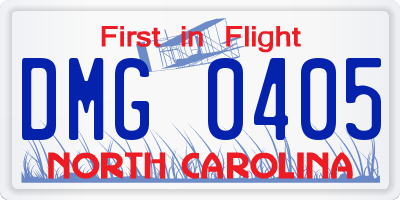 NC license plate DMG0405