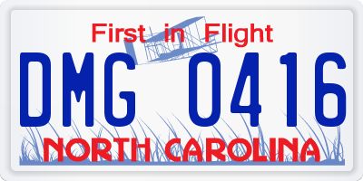 NC license plate DMG0416