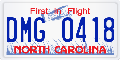 NC license plate DMG0418