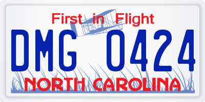 NC license plate DMG0424