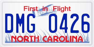 NC license plate DMG0426