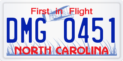 NC license plate DMG0451