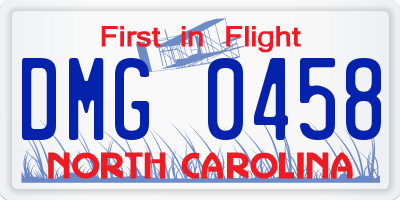 NC license plate DMG0458