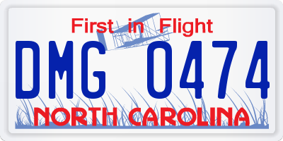 NC license plate DMG0474