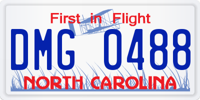 NC license plate DMG0488