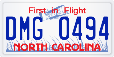 NC license plate DMG0494