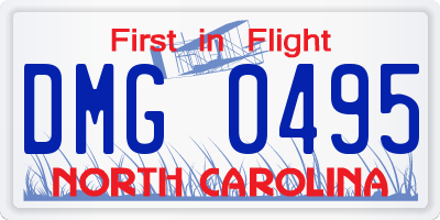 NC license plate DMG0495