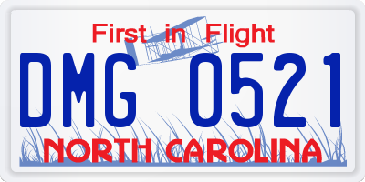 NC license plate DMG0521