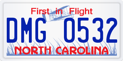 NC license plate DMG0532