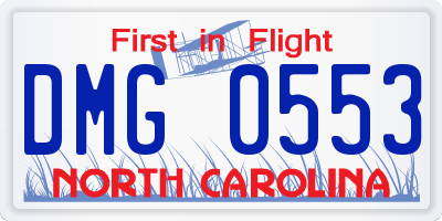 NC license plate DMG0553