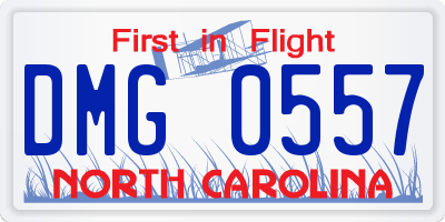 NC license plate DMG0557