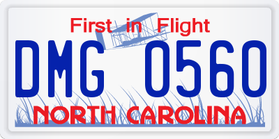 NC license plate DMG0560