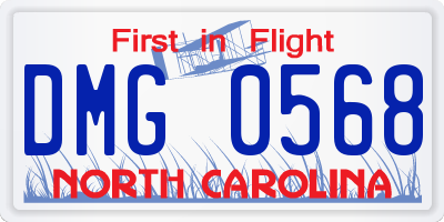 NC license plate DMG0568