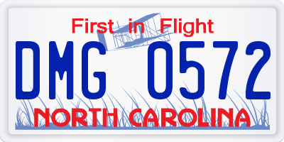 NC license plate DMG0572