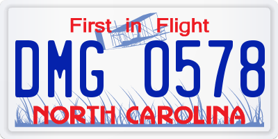 NC license plate DMG0578