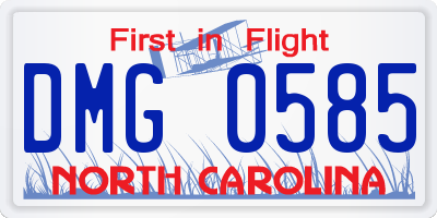NC license plate DMG0585