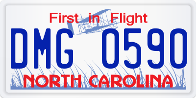 NC license plate DMG0590