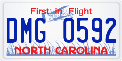 NC license plate DMG0592