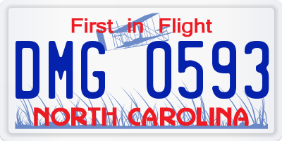 NC license plate DMG0593