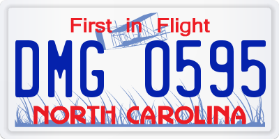 NC license plate DMG0595