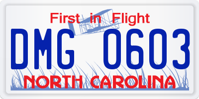 NC license plate DMG0603