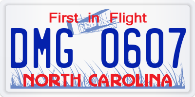 NC license plate DMG0607