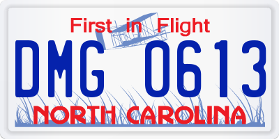 NC license plate DMG0613