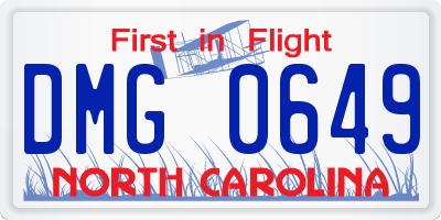 NC license plate DMG0649
