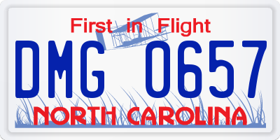NC license plate DMG0657