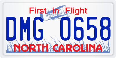 NC license plate DMG0658