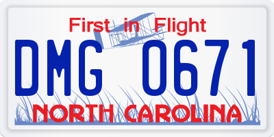 NC license plate DMG0671
