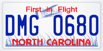 NC license plate DMG0680