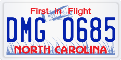NC license plate DMG0685