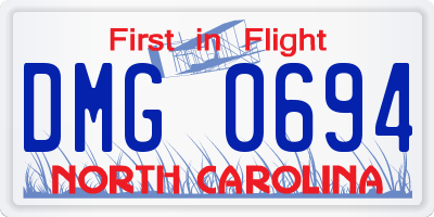 NC license plate DMG0694