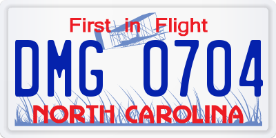 NC license plate DMG0704