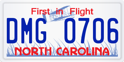 NC license plate DMG0706