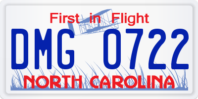 NC license plate DMG0722